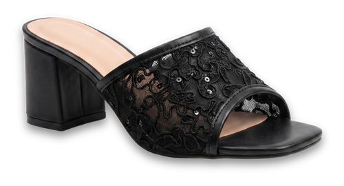 Mule en dentelle chic réf. 833 — noir